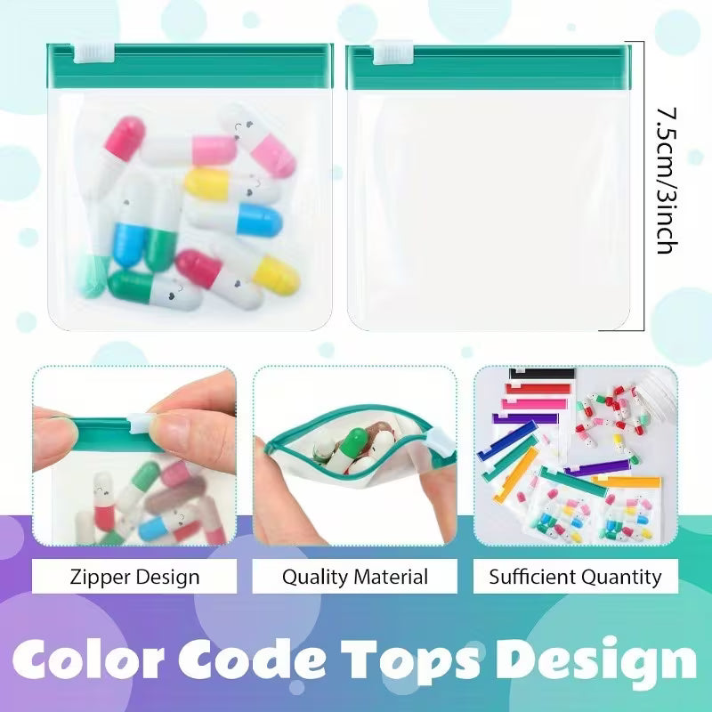 42pcs Mini Pill Pouch Bags Zippered | Reusable Medicine Organizer Peaceful Pleasures