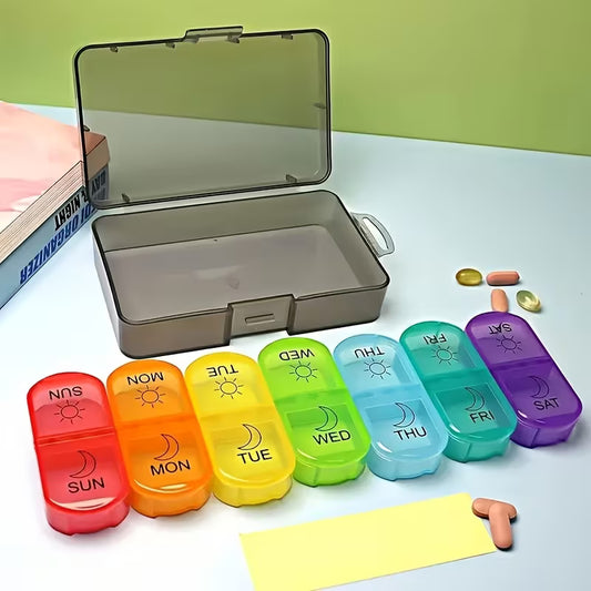 Portable 7-Day Pill Organizer with Built-In Medicine Cutter Peaceful Pleasures