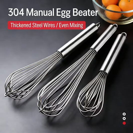 3-Piece Manual Whisk Set – Stainless Steel Egg Beater Peaceful Pleasures