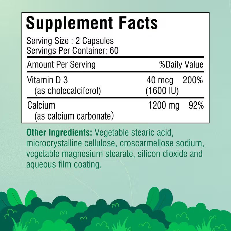 Calcium Vitamin D3 – Bone Health Support, Strong Bones And Teeth, D3 for Better Absorption – 120pcs (2-Pack) Peaceful Pleasures