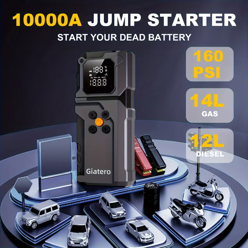 Jump Starter with Air Compressor 10000A 160 PSI Battery Pack Peaceful Pleasures