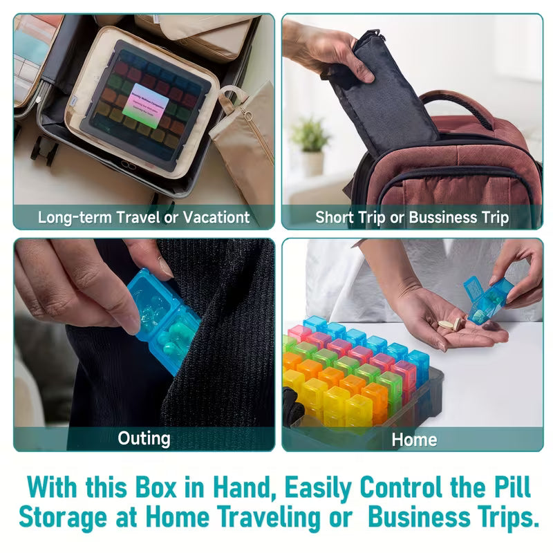 Monthly Pill Organizer – 32 Compartments, 3x Daily, 30-Day Peaceful Pleasures