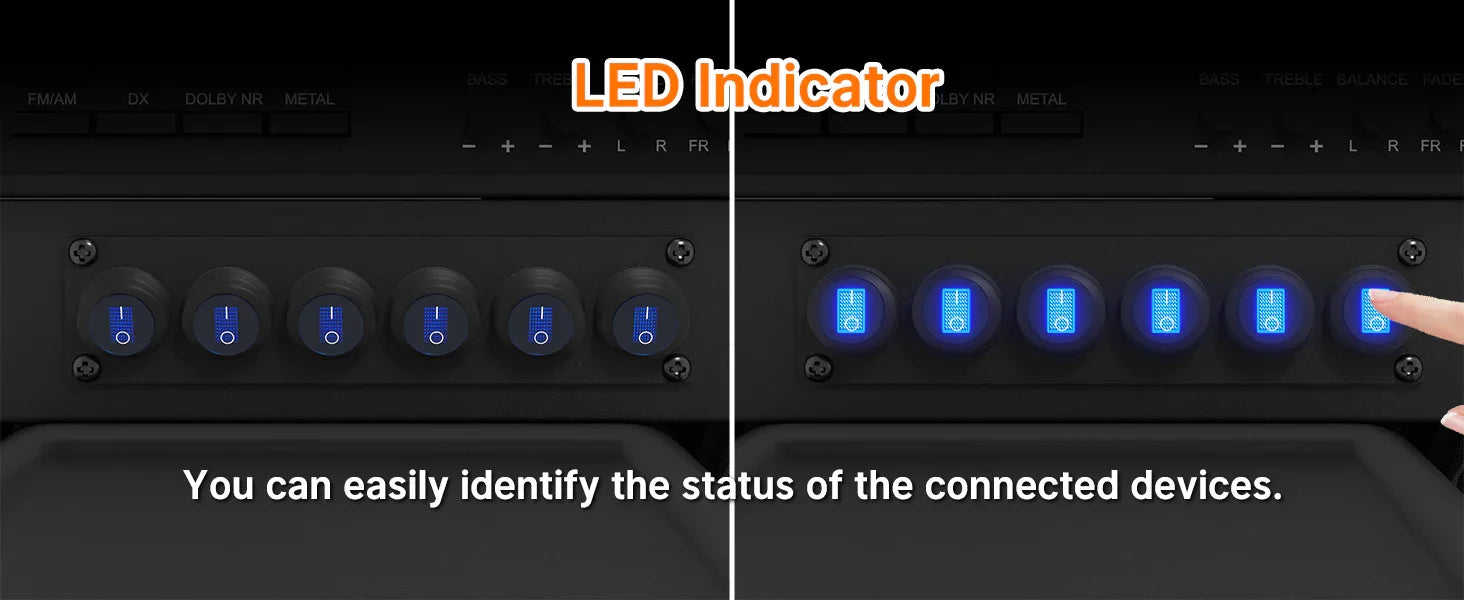 6 Gang Switch Panel 12V 20A Waterproof Round Rocker Switch Panel Blue LED Lighted 12 Volt Marine Toggle Switch Panel for Car Peaceful Pleasures Health and Wellness