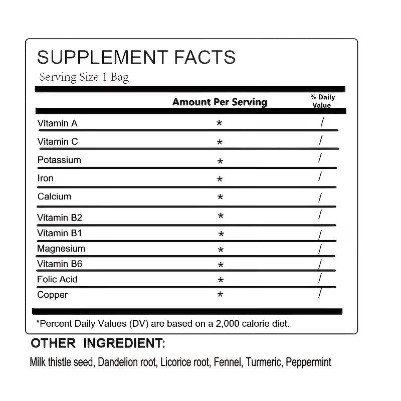Supplement facts label with detailed nutritional information and ingredients listed.