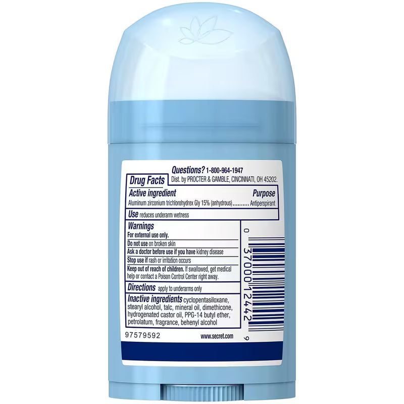 Blue deodorant stick with label on a white background