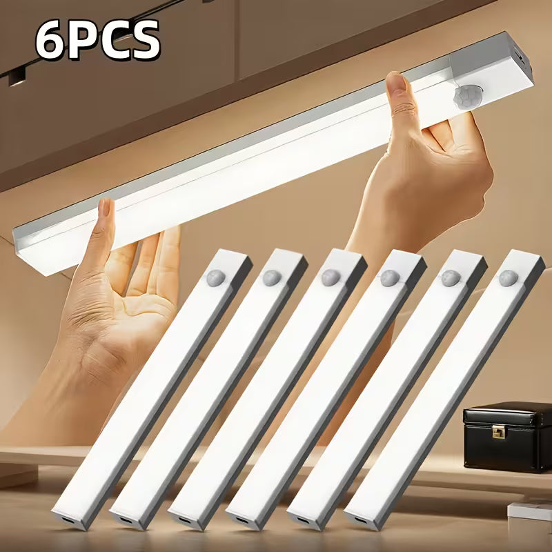 6pcs LED Motion Sensor Cabinet Light – USB Rechargeable Peaceful Pleasures