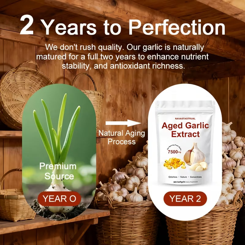 High Potency Aged Garlic Softgels – 300 Count, 7,500mg Peaceful Pleasures