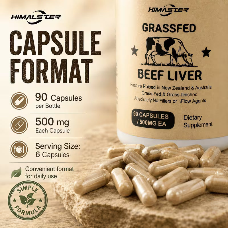 Himaster Grassfed Beef Liver Capsules for Health Support