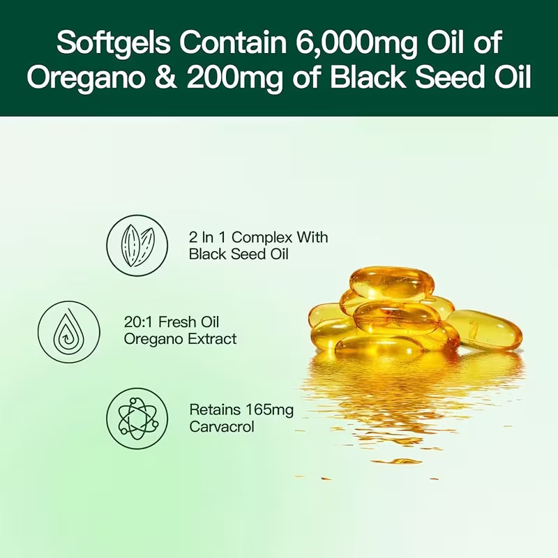 Oil of Oregano 300 Capsules with Black Seed Oil Peaceful Pleasures