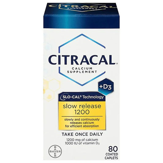 Citracal Calcium Supplement + D3 Slow Release 1200 Coated Caplets - 80 Count Citracal Calcium Supplement + D3 Slow Release 1200 Coated Caplets - 80 Count