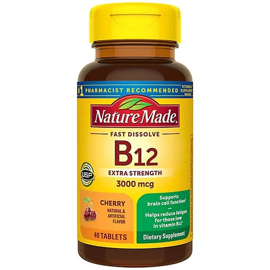 Nature Made Dietary Supplement Micro-Lozenges Vitamin B-12 Sublingual 3000 mcg Cherry - 40 Count Nature Made Dietary Supplement Micro-Lozenges Vitamin B-12 Sublingual 3000 mcg Cherry - 40 Count