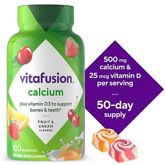 Vitafusion Calcium Gummy Vitamins Fruit And Cream Flavored Chewable Calcium Vitamins - 100 Count Vitafusion Calcium Gummy Vitamins Fruit And Cream Flavored Chewable Calcium Vitamins - 100 Count