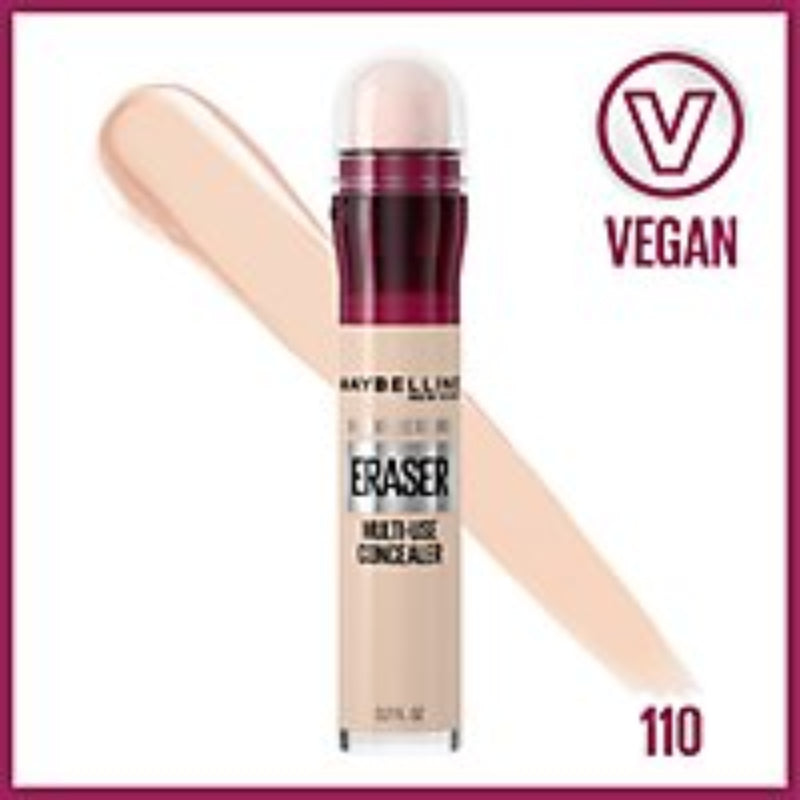 Myerline concealer stick with applicator and 'Vegan' label on a pink background
