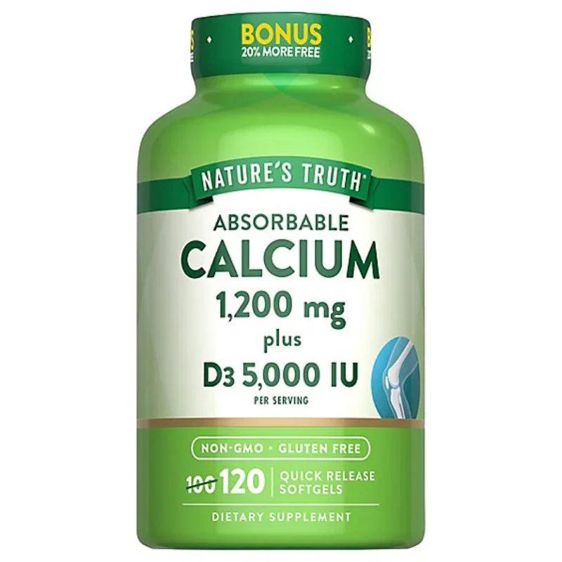 Nature's Truth Calcium 1200 mg Plus Vitamin D3 5000 IU - 120 Count Nature's Truth Calcium 1200 mg Plus Vitamin D3 5000 IU - 120 Count
