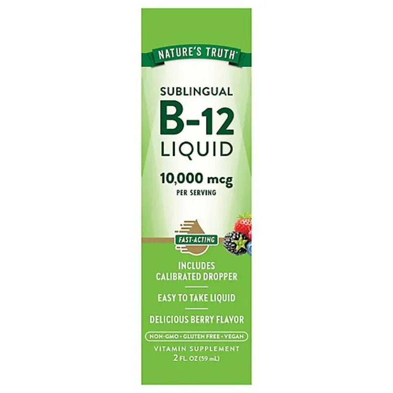 Nature's Truth Sublingual Vitamin B12 10000 mcg Liquid - 60 Count Nature's Truth Sublingual Vitamin B12 10000 mcg Liquid - 60 Count