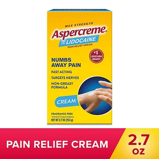 Aspercreme Lidocaine Max Strength Pain Relief Cream 2.7 oz Aspercreme With Lidocaine Maximum Strength - 2.7 OZ