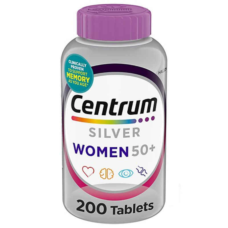 Centrum Silver Women 50+ supplement bottle on a white background