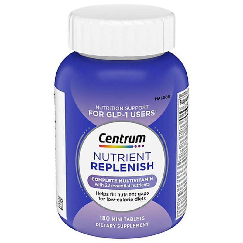 Centrum Nutrient Replenish supplement bottle on a white background
