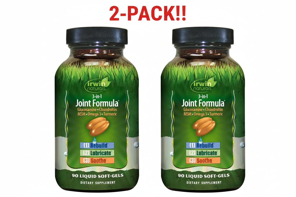 Two bottles of Irwin Joint Formula dietary supplements on a white background with '2-Pack!!' text.