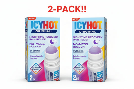 ICY HOT Original Nighttime Recovery Pain Relief No-Mess Roll On packaging