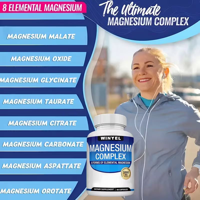 Magnesium Complex Capsules with Malate and Glycinate Plus 8 Elemental Magnesium - 2 Pack (180 Capsules) Dietary Supplement Peaceful Pleasures Health and Wellness