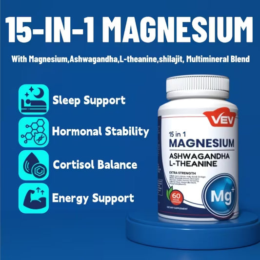 15-in-1 Magnesium Complex – Glycinate & Citrate Capsules Peaceful Pleasures Health and Wellness