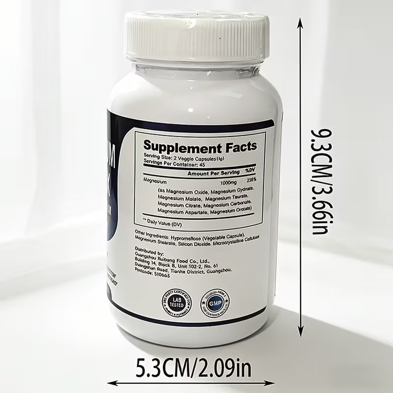 Supplement bottle with label showing 'Supplement Facts' and dimensions on a white background
