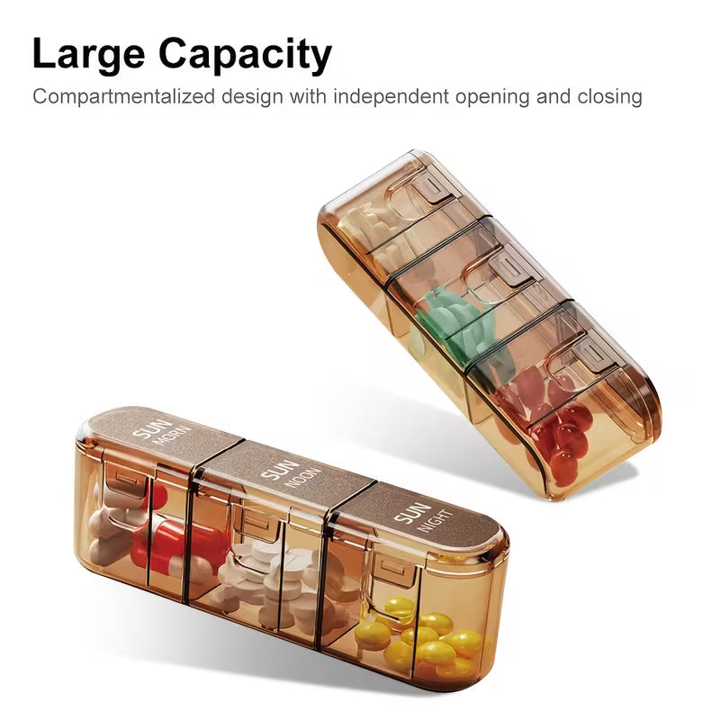Two large capacity pill organizers with compartmentalized design on a white background.