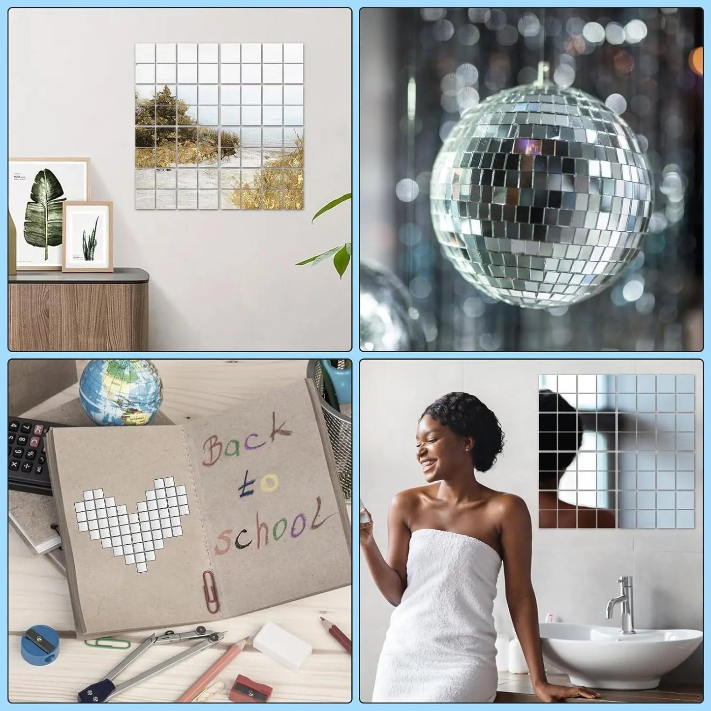 100pcs Square Mirror Mosaic Tiles 10mm – DIY Crafts & Decor