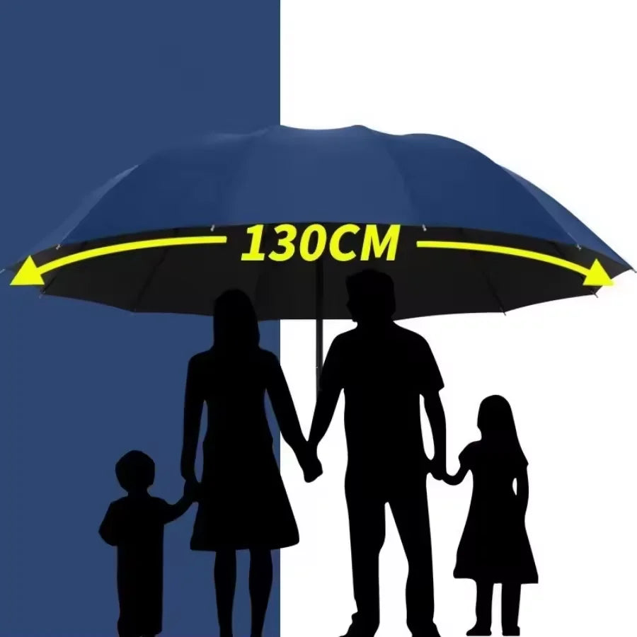 Extra-Large 130cm Windproof Folding Umbrella – Sun & Rain