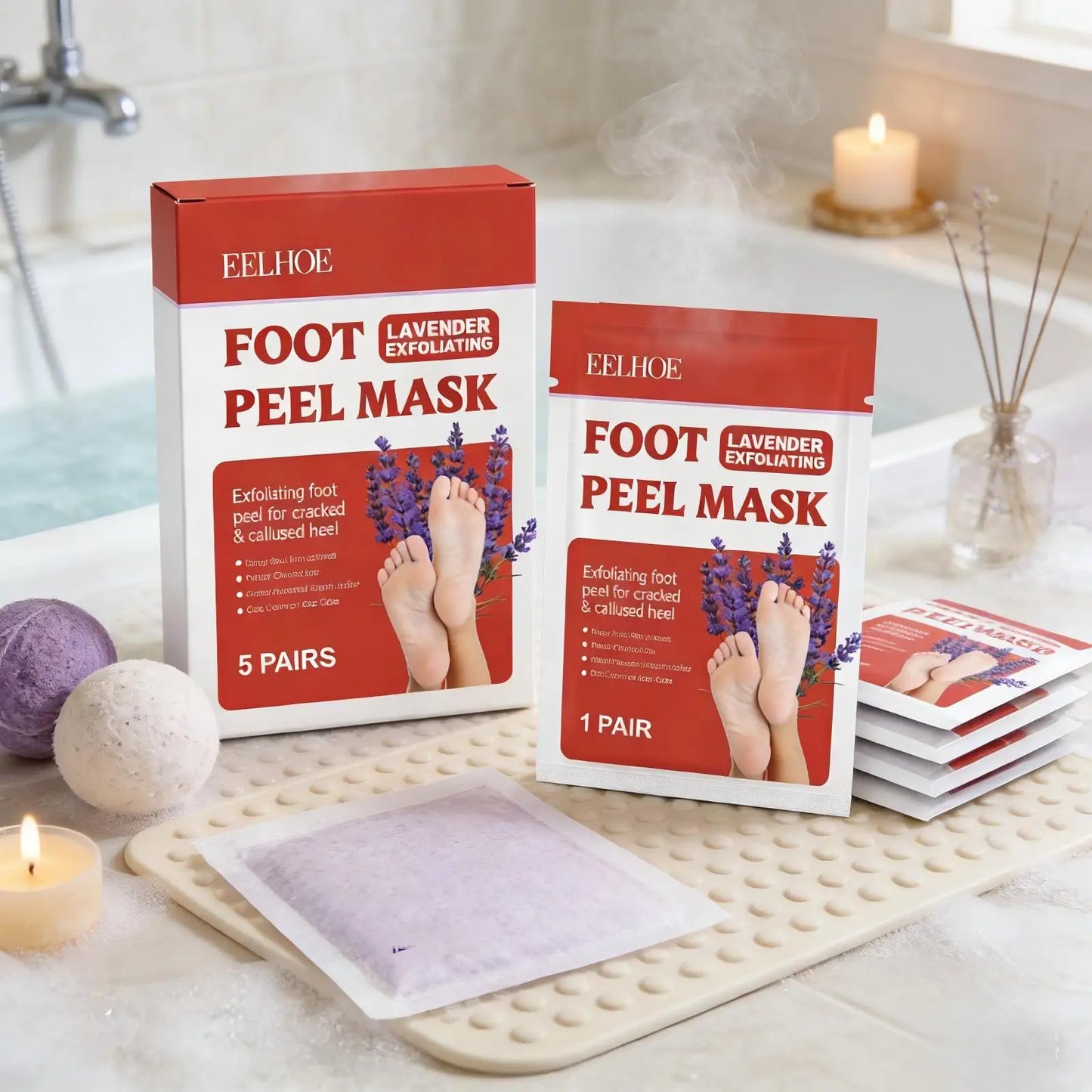 Eelhoe Lavender Foot Peel Mask – Exfoliating Foot Mask 5 Pairs