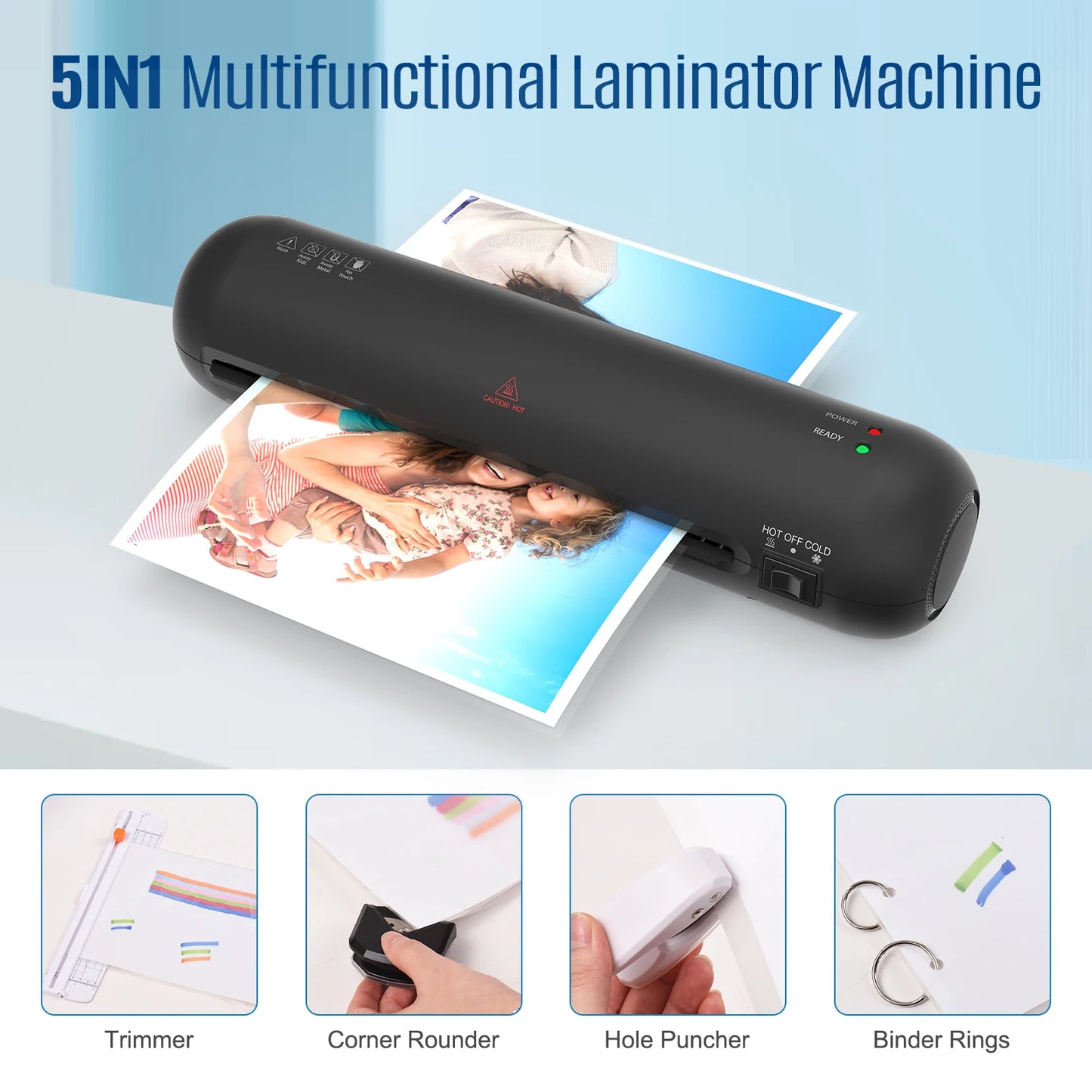 Bisofice A4 Laminator Set | Hot Cold, Paper Cutter & Puncher