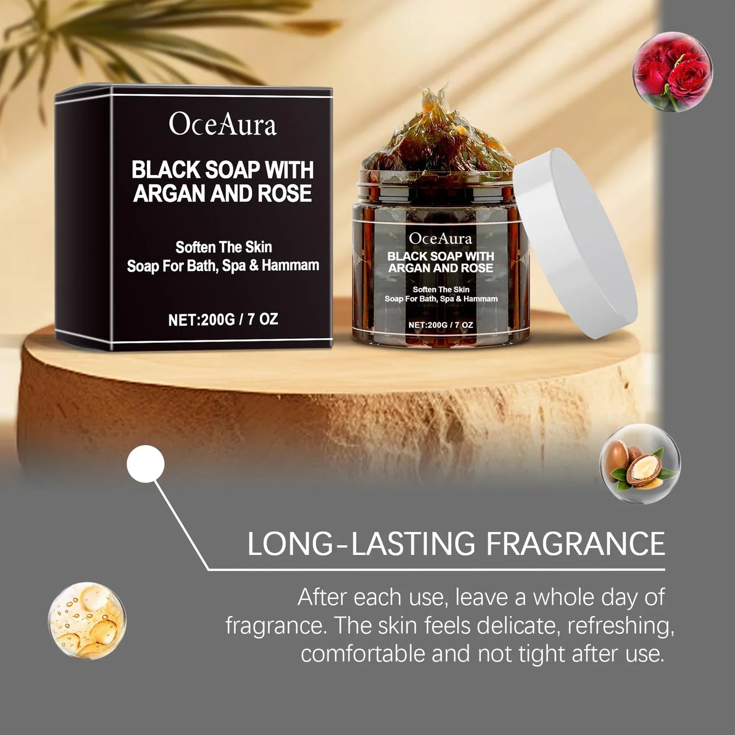 OceAura Rose Oil Black Body Soap – Cleanse, Moisturize & Deodorize