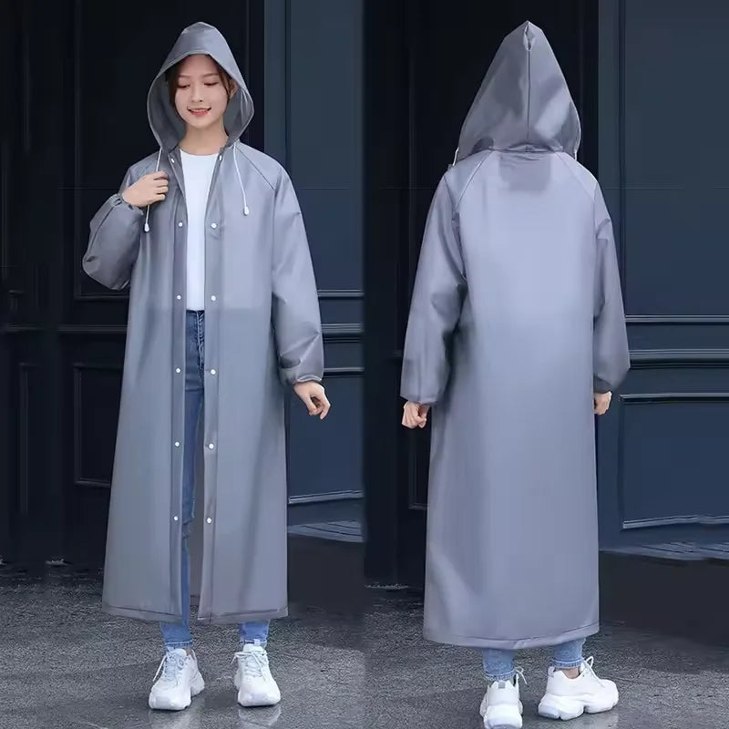 Waterproof EVA Hooded Long Raincoat – Unisex Outdoor Rain Jacket