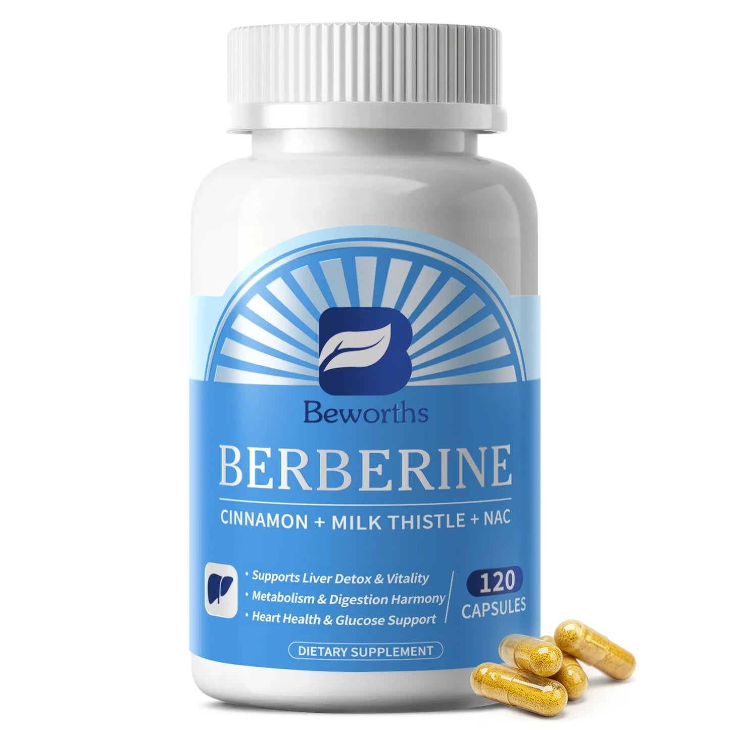 Beworths Berberine Liver Detox & Repair – Non-GMO Vegan 120ct