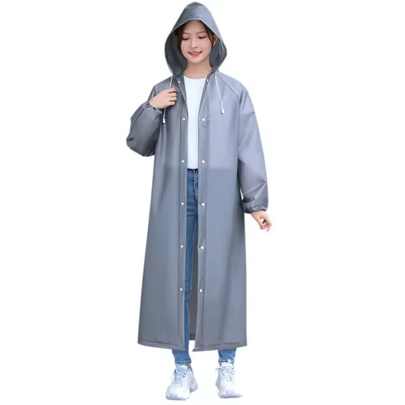 Waterproof EVA Hooded Long Raincoat – Unisex Outdoor Rain Jacket