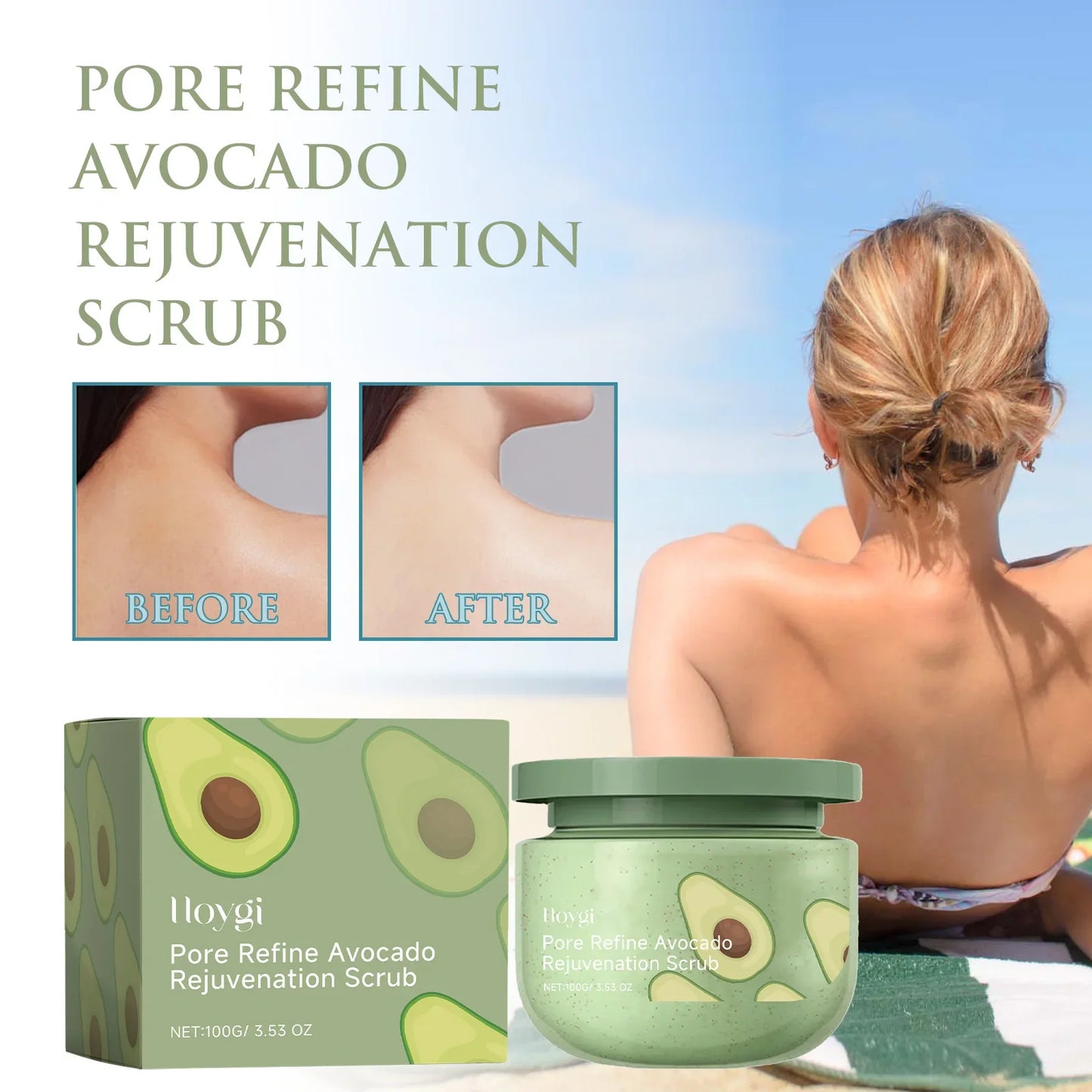 Hoygi Avocado Body Scrub 100g – Exfoliate, Hydrate & Glow