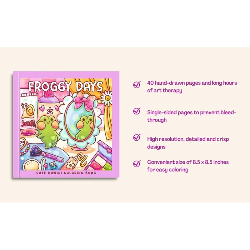 Froggy Days Kawaii Frog Coloring Book Adorable Adventures Relaxing