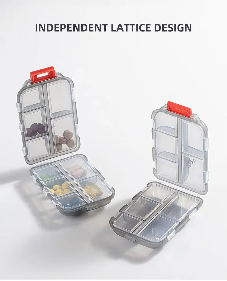 10-Cell Portable Travel Pill Box | Double-Layer Organizer