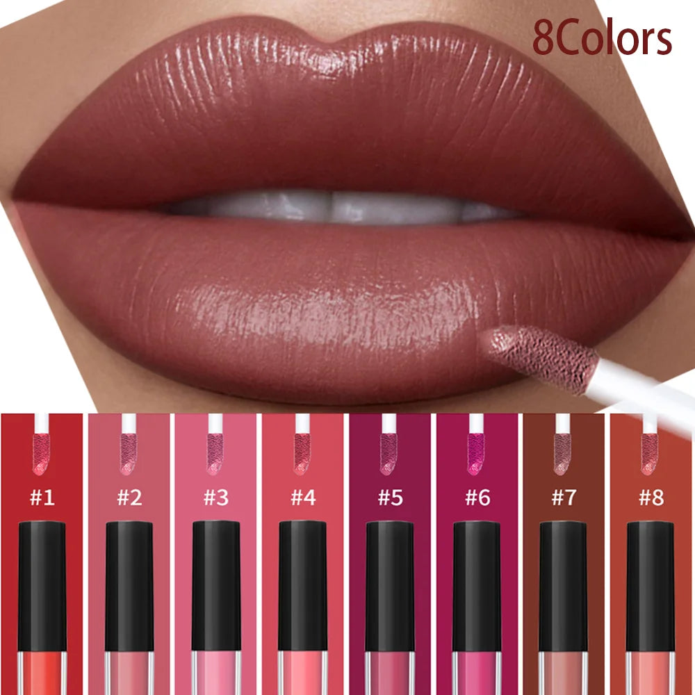 Waterproof Liquid Lipstick 8 Color Vitamin E Makeup Sets Lip Glosses Lip Plumpers Lip Cream Valentine's Day Gifts Peaceful Pleasures Health and Wellness