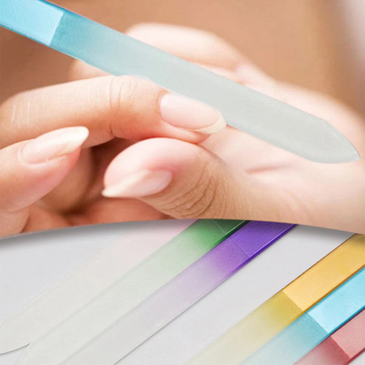 Glass Nail File Nail Art Tools Double Sided Manicure Polishing Nail Scrubs Etching Sand 6pcs Glass Nail File Leather Set Peaceful Pleasures Health and Wellness