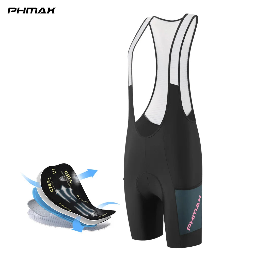 PHMAX Women's Cycling Bib Shorts – 5D Gel Pad MTB Road Bike
