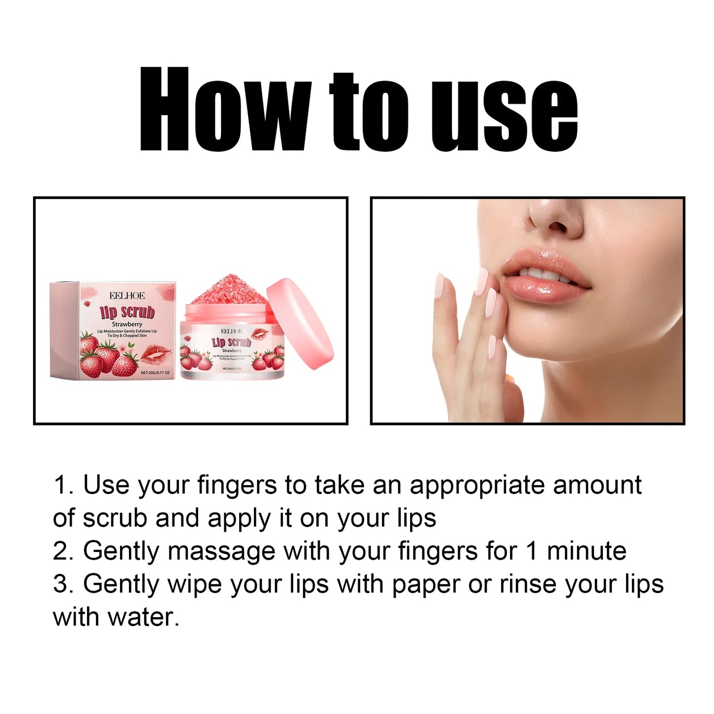 Strawberry Lip Scrub Cream – Exfoliate & Moisturize Lips 20g