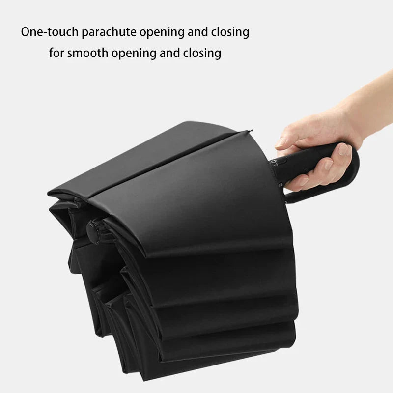 Auto Foldable UV Umbrella UPF50+ Windproof Carabiner Handle