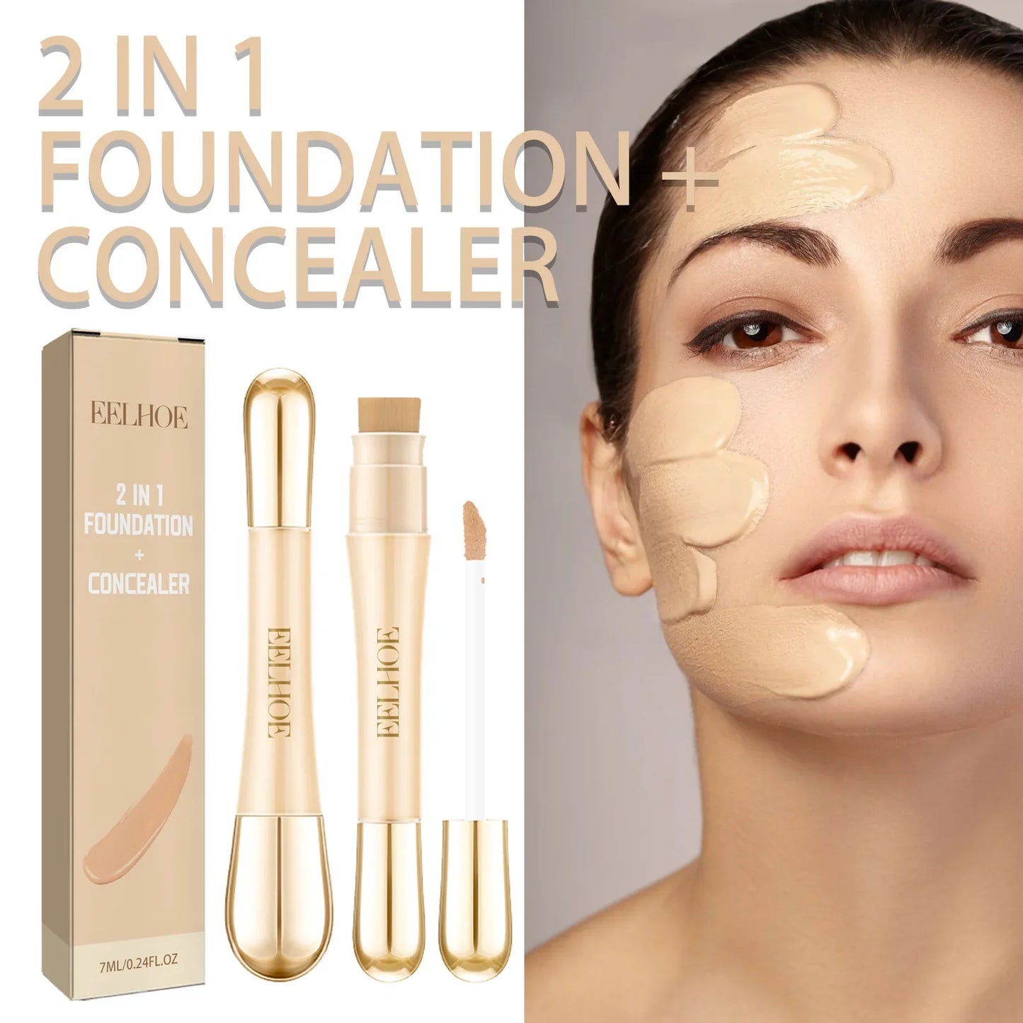 EELHOE 2-in-1 Concealer Foundation Stick – Full Coverage 7ml