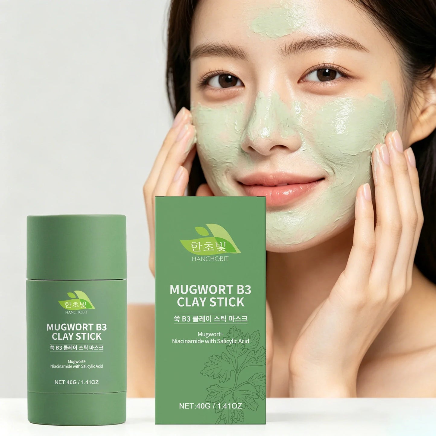 Mugwort Clay Face Mask Stick – Pore Cleanse & Moisturize 40g