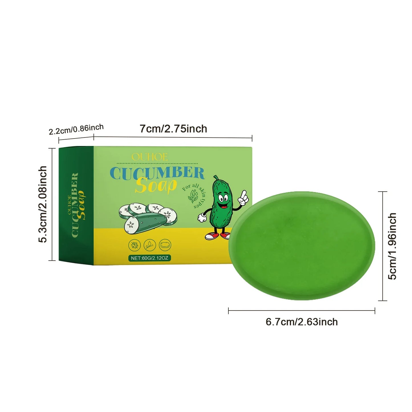 Cucumber Body Soap 60g – Oil Control, Deep Clean & Moisturizing