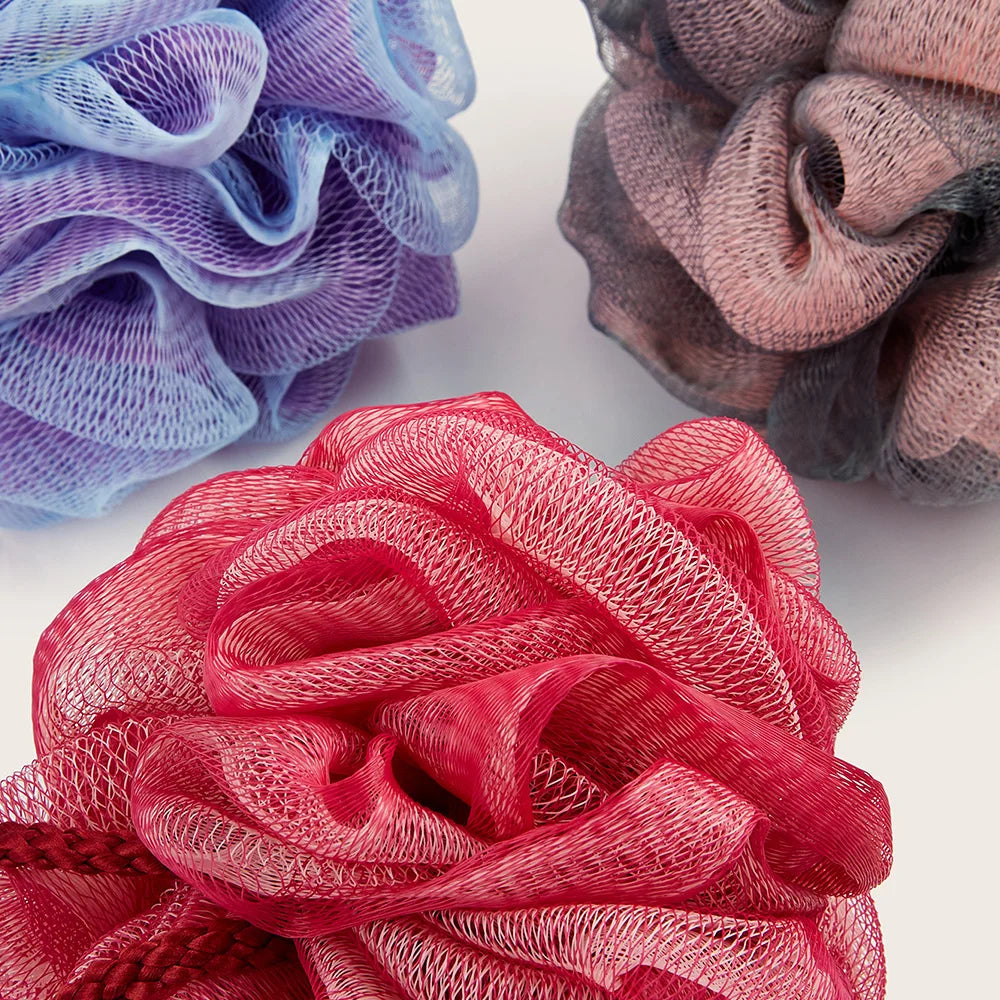 Dual-Color Exfoliating Bath Sponge Puff – Soft Body Scrubber