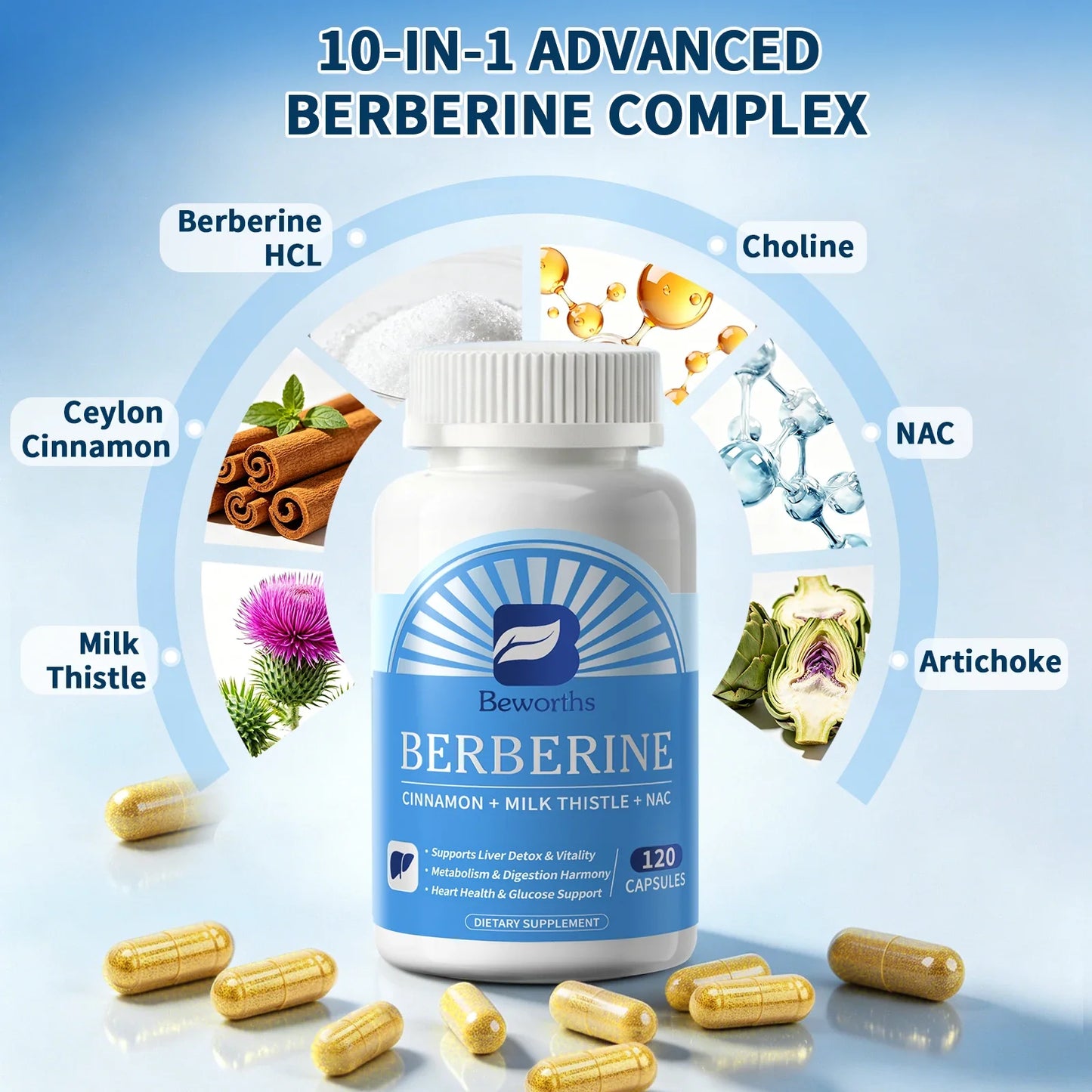 Beworths Berberine Liver Detox & Repair – Non-GMO Vegan 120ct