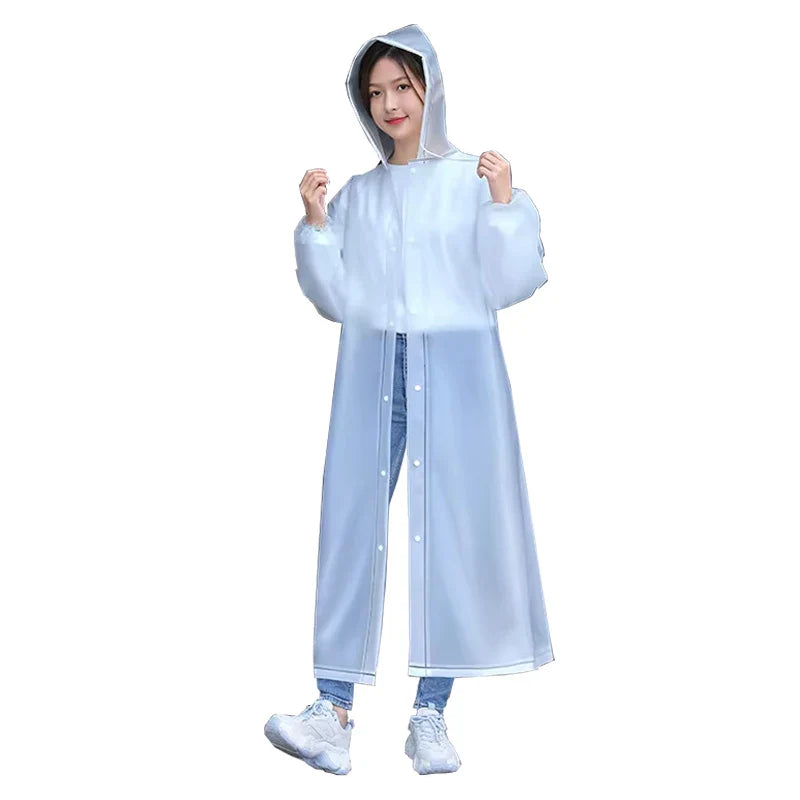 Waterproof EVA Hooded Long Raincoat – Unisex Outdoor Rain Jacket